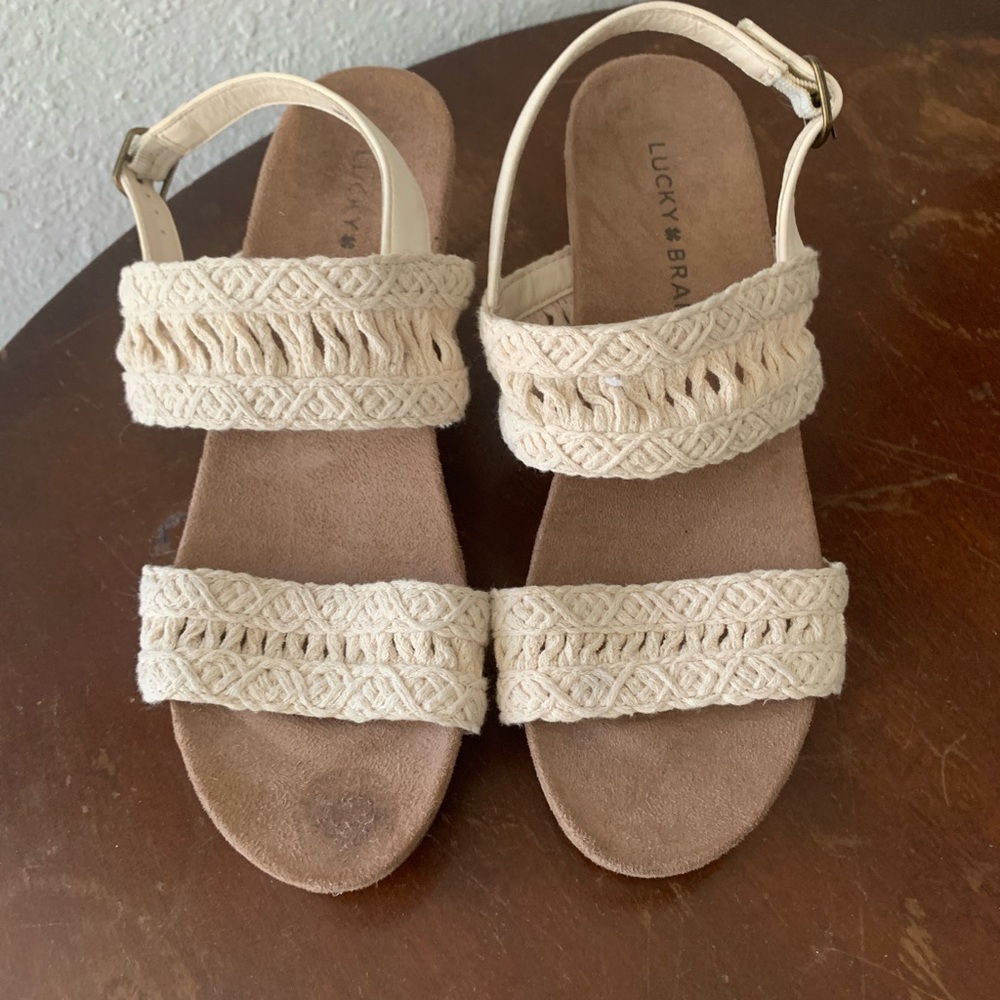 Lucky Brand Macrame Wedge Sandels. Women’s Size 6.